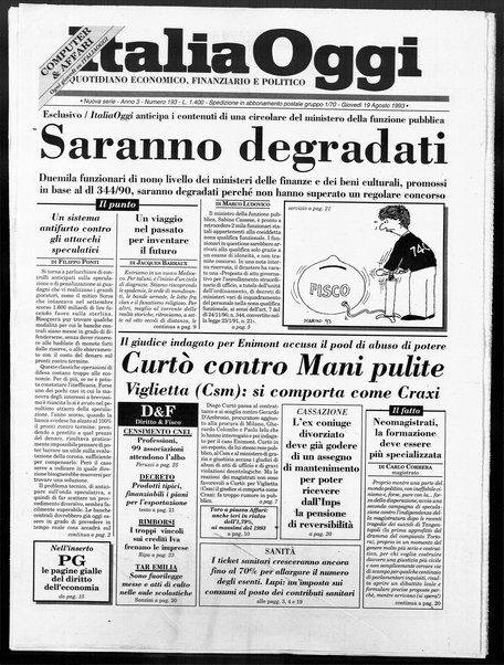 Italia oggi : quotidiano di economia finanza e politica